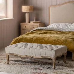 Aalis Natural Linen Ottoman