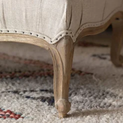 Aalis Natural Linen Ottoman