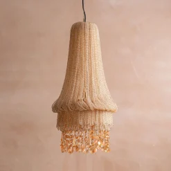Adara Peach Beaded Pendant Light
