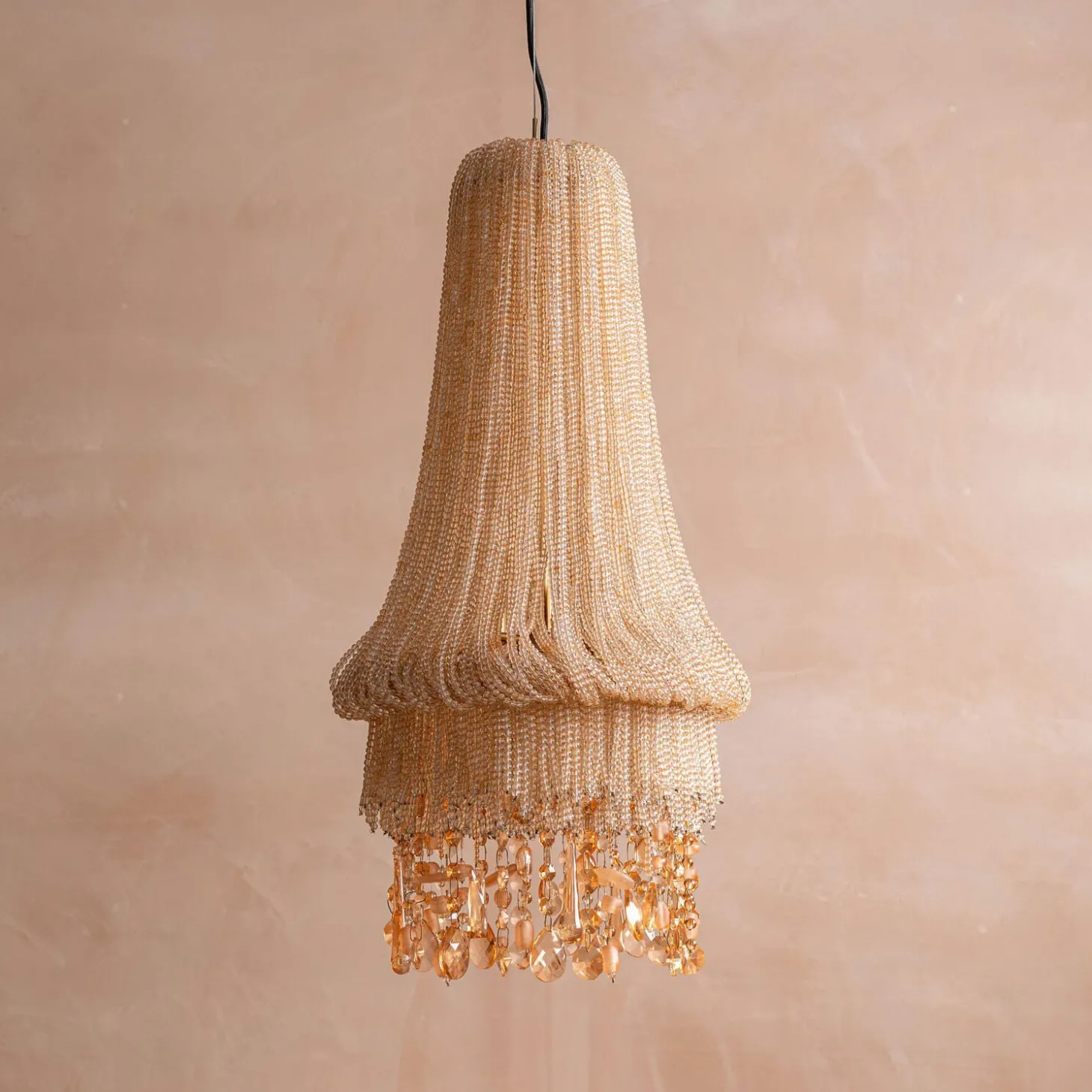 Adara Peach Beaded Pendant Light