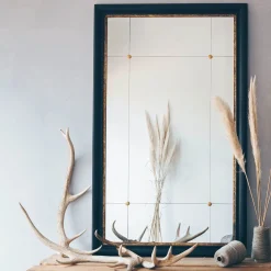 Alexander Black and Gold Rustic Portrait Mirror