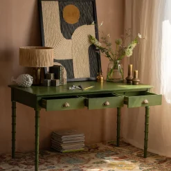 Alice Green Three Drawer Desk