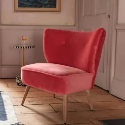 Alpana Coral Velvet Cocktail Chair