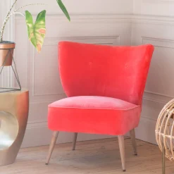 Alpana Coral Velvet Cocktail Chair