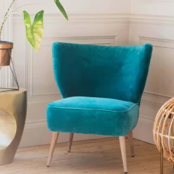 Alpana Teal Velvet Cocktail Chair