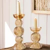 Amber Bubble Glass Candle Holders