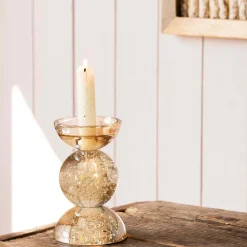 Amber Bubble Glass Candle Holders