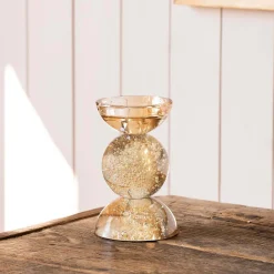 Amber Bubble Glass Candle Holders