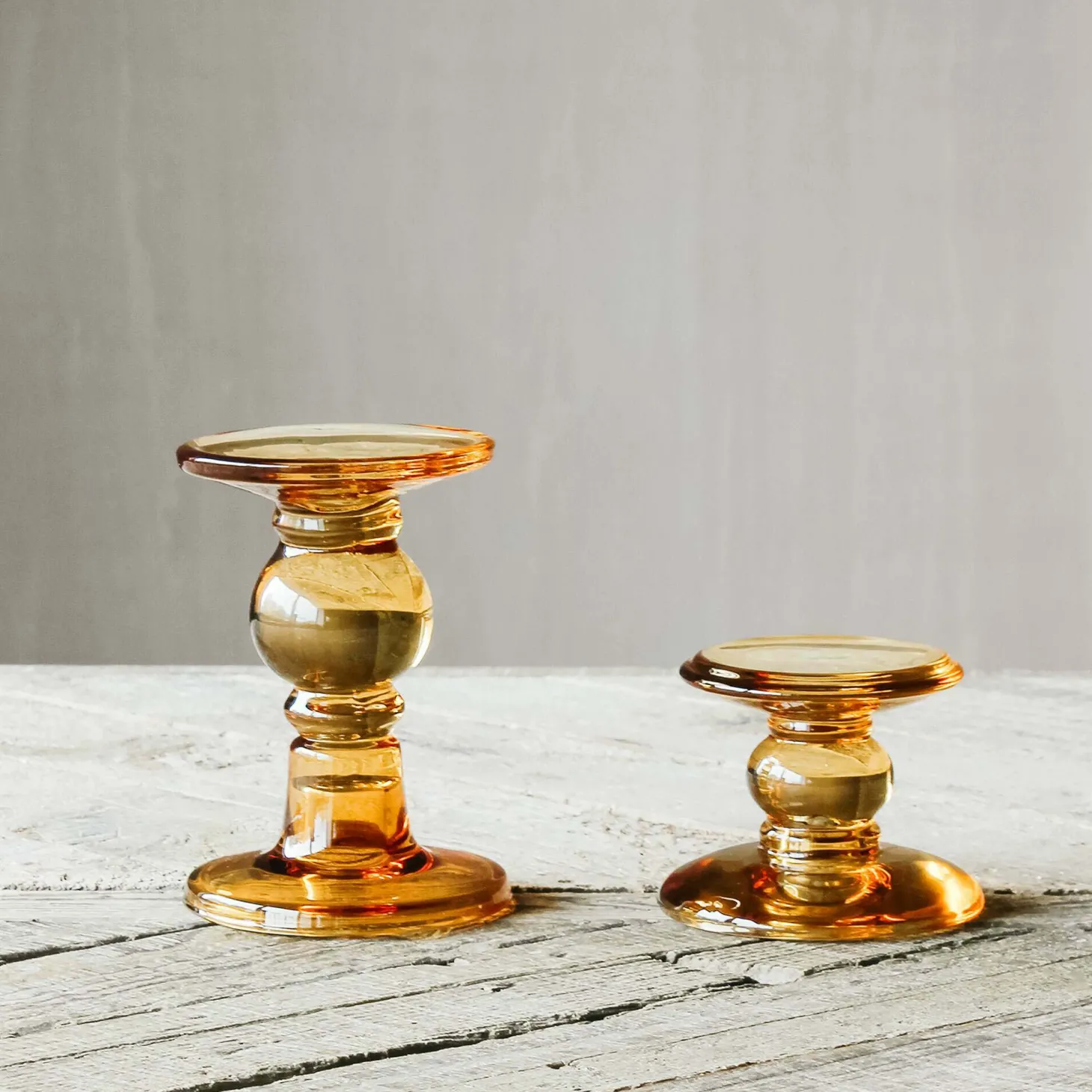 Amber Glass Candle Holders