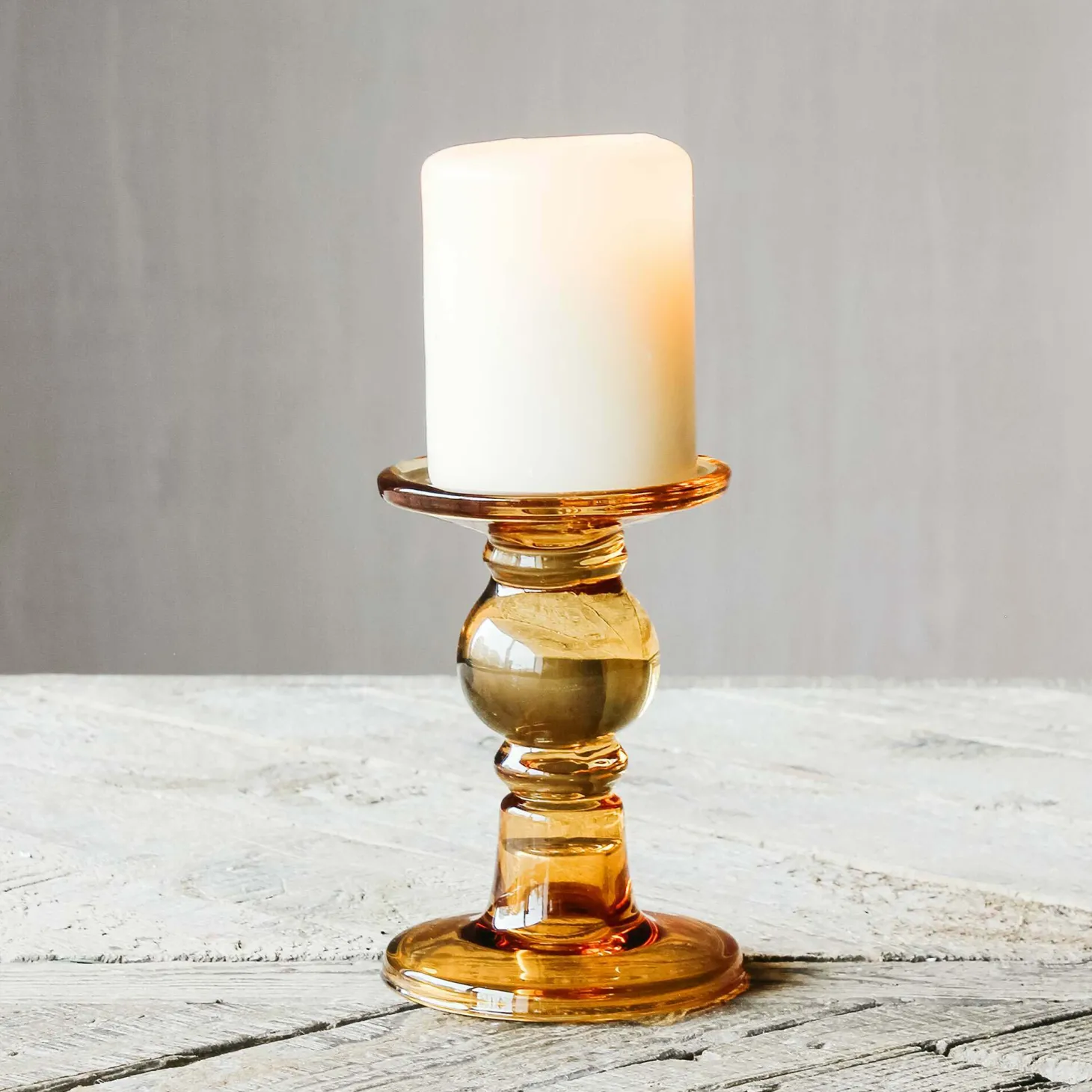 Amber Glass Candle Holders