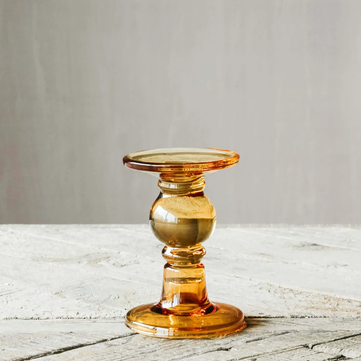 Amber Glass Candle Holders