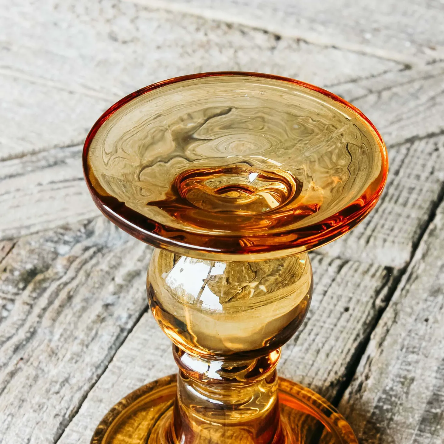 Amber Glass Candle Holders