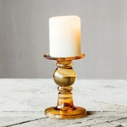 Amber Glass Candle Holders