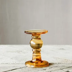 Amber Glass Candle Holders
