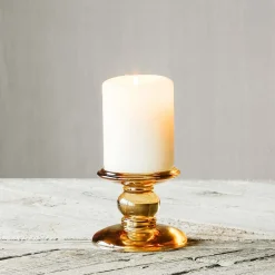 Amber Glass Candle Holders