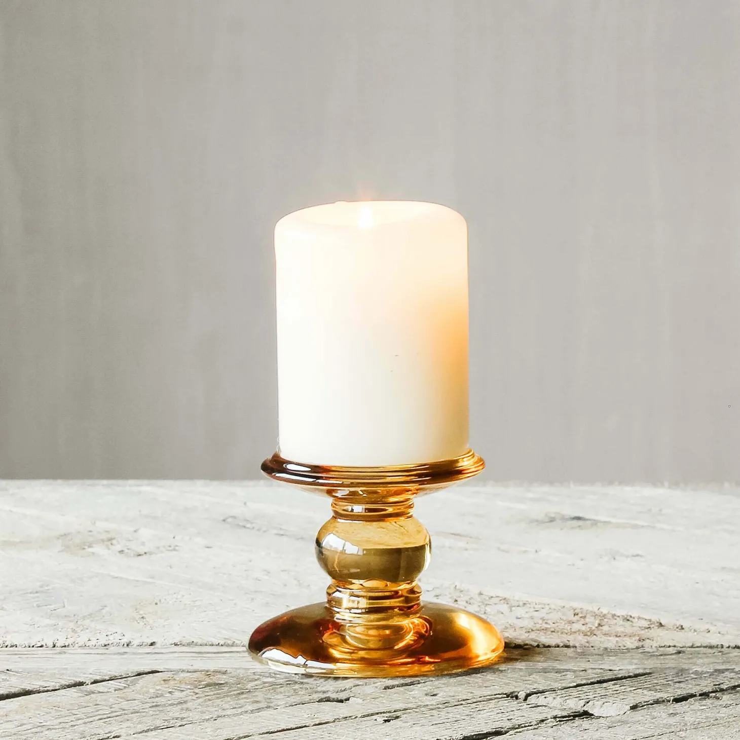 Amber Glass Candle Holders