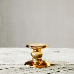 Amber Glass Candle Holders