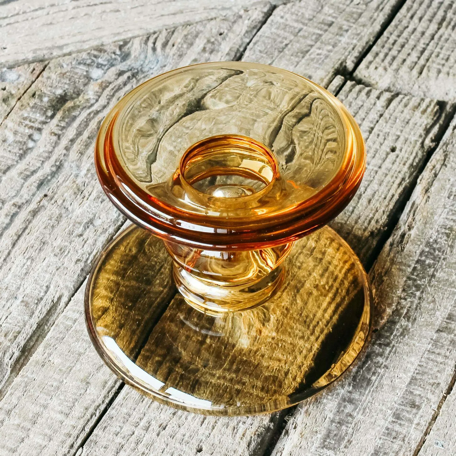 Amber Glass Candle Holders