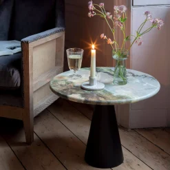 Anderson Marble and Black Mango Wood Side Table
