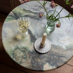Anderson Marble and Black Mango Wood Side Table