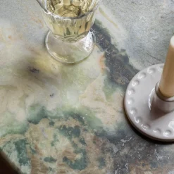 Anderson Marble and Black Mango Wood Side Table
