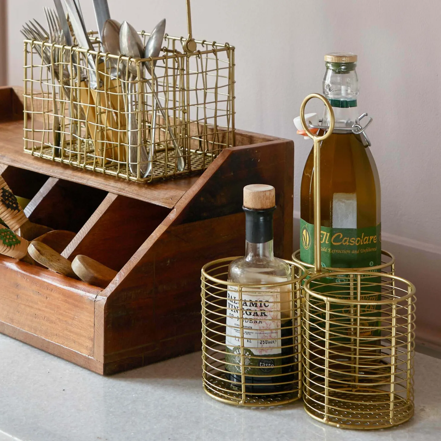 Antique Brass Bottle Holder