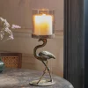 Antique Brass Flamingo Candle Holder