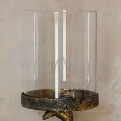 Antique Brass Flamingo Candle Holder