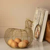 Antique Brass Hen Basket
