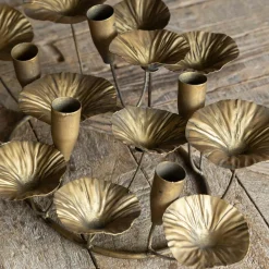 Antique Brass Leaves Candle Holder