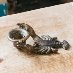 Antique Brass Lobster Candle Holder