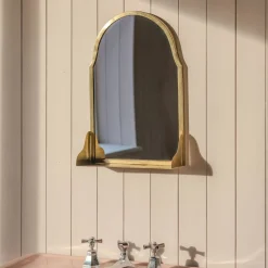 Antique Brass Mirror with Shelf