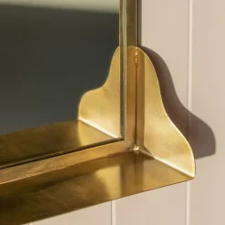 Antique Brass Mirror with Shelf