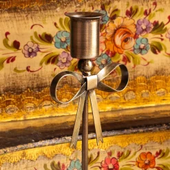 Antique Brass Tall Candle Holder