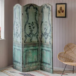 Antique Effect Three Panel Screen