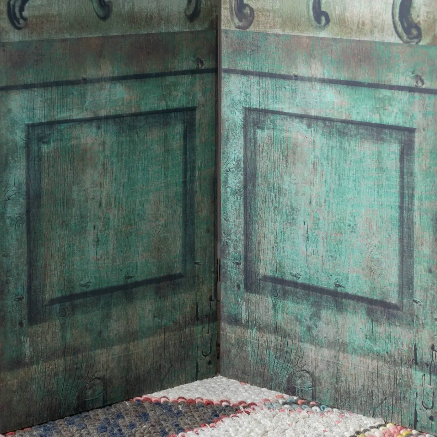 Antique Effect Three Panel Screen