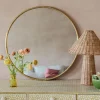 Antique Gold Round Bamboo Wall Mirror