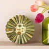 Antique Green Flower Round Bone Frame