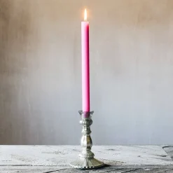 Antique Silver Glass Candle Holder