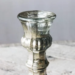 Antique Silver Glass Candle Holder