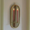 Antiqued Brass Mirror Candle Holder