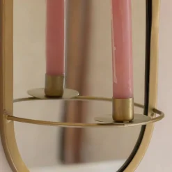Antiqued Brass Mirror Candle Holder