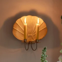 Antiqued Brass Shell Wall Sconce
