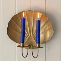 Antiqued Brass Shell Wall Sconce