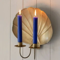 Antiqued Brass Shell Wall Sconce