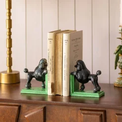 Antiqued Cast Iron Black Poodle Bookends