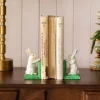 Antiqued Cast Iron White Rabbit Bookends