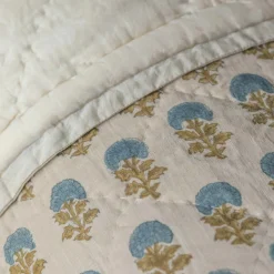Antiqued Floral Block Printed Quilts