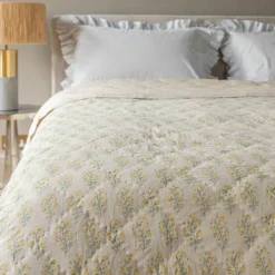 Antiqued Floral Block Printed Quilts