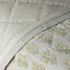 Antiqued Floral Block Printed Quilts